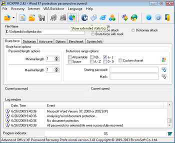 Advanced Office XP Password Recovery Pro screenshot