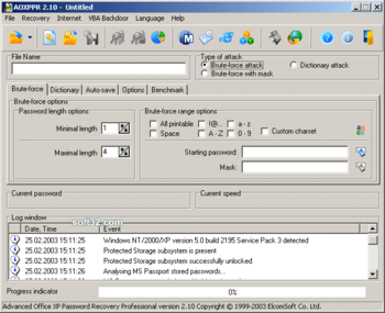 Advanced Office XP Password Recovery Std screenshot