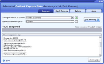 Advanced Outlook Express Data Recovery screenshot