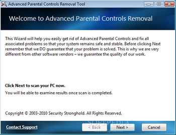 Advanced Parental Controls Removal Tool screenshot