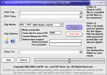 Advanced PDF to RTF Converter screenshot 2