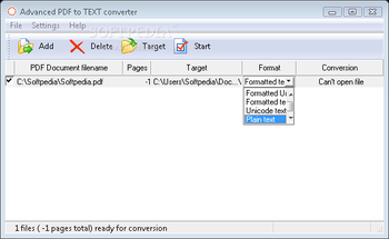 Advanced PDF to TEXT converter screenshot