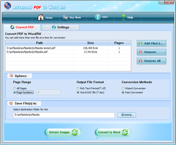 Advanced PDF To Word screenshot