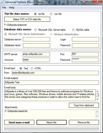 Advanced Reliable Mass E-Mailer screenshot