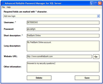 Advanced Reliable Password Manager for SQL Server screenshot