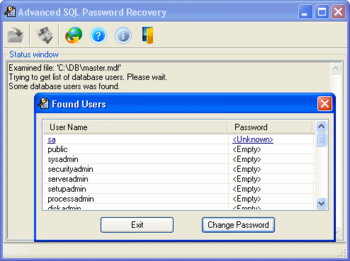 Advanced SQL Password Recovery screenshot