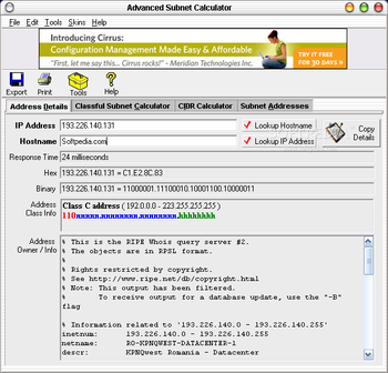 Advanced Subnet Calculator screenshot