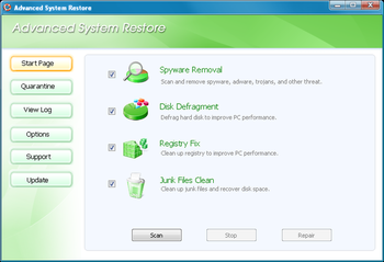 Advanced System Restore screenshot