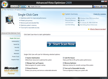 Advanced Vista Optimizer 2009 screenshot
