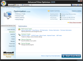 Advanced Vista Optimizer 2009 screenshot 3