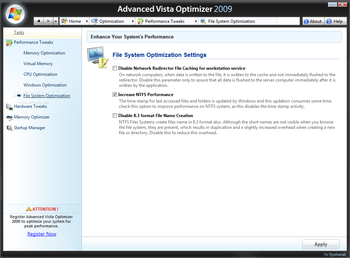 Advanced Vista Optimizer 2009 screenshot 8