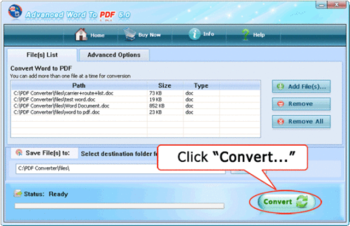 Advanced Word To PDF screenshot