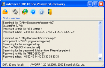 Advanced WordPerfect Office Password Recovery screenshot 2