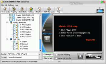 AdvdSoft DVD to PSP Converter screenshot 2