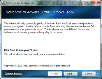 Adware . Ezurl Removal Tool screenshot