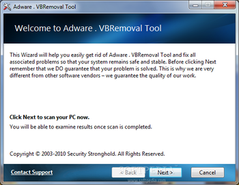 Adware . VBRemoval Tool screenshot