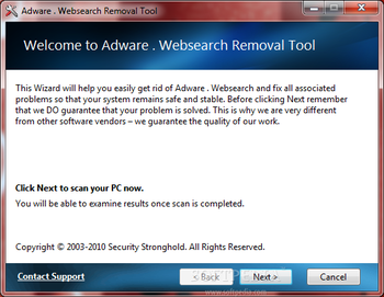 Adware . Websearch Removal Tool screenshot