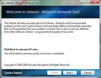 Adware . WSearch Removal Tool screenshot
