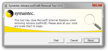 Adware.JustFindIt Removal Tool screenshot