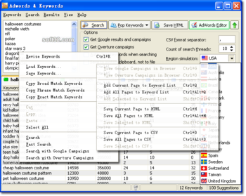 Adwords & Keywords screenshot