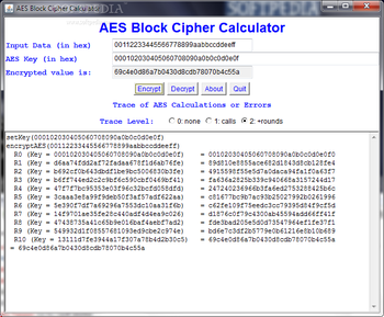 AES Block Chiper Calculator screenshot