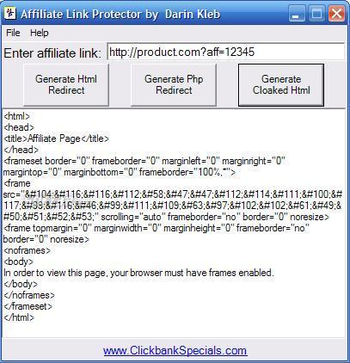 Affiliate's Link Protector screenshot