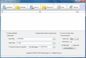 AFP2Image Transform Server screenshot