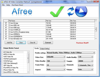 Afree All Video Converter Platinum screenshot