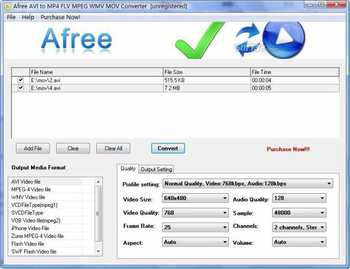 Afree AVI to MP4 FLV MPEG WMV Converter screenshot 3