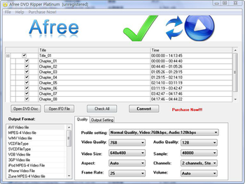 Afree DVD Ripper Platinum screenshot