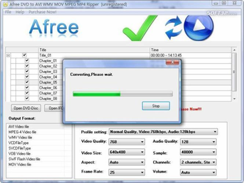 Afree DVD to AVI WMV MOV MPEG MP4 Ripper screenshot 2
