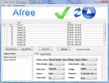 Afree DVD to iPhone Ripper screenshot