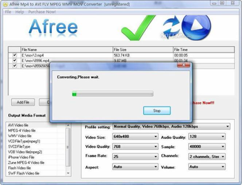 Afree MP4 to AVI FLV MPEG WMV Converter screenshot 2