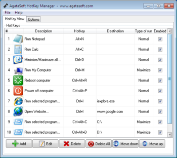 AgataSoft HotKey Manager screenshot