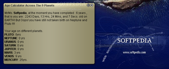 Age Calculator on different planets screenshot
