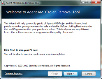 Agent AMDTrojan Removal Tool screenshot