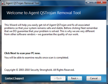 Agent QSTrojan Removal Tool screenshot