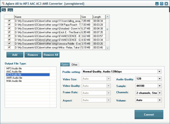 Aglare All to MP3 AAC AC3 AMR Converter screenshot