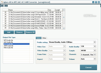 Aglare All to MP3 AAC AC3 AMR Converter screenshot 3