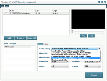 Aglare AVI to WMV Converter screenshot