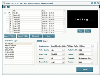 Aglare DVD to AVI WMV MP4 MPEG Converter screenshot