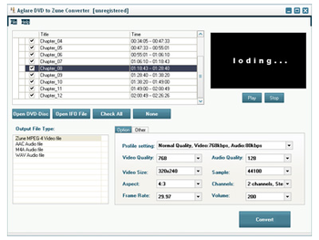Aglare DVD to Zune Converter screenshot