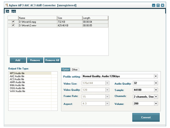 Aglare MP3 AAC AC3 AMR Converter screenshot