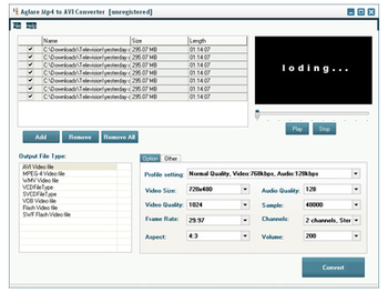 Aglare Mp4 to AVI Converter screenshot