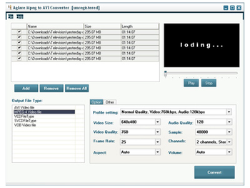 Aglare MPEG to AVI Converter screenshot