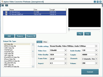 Aglare Video Converter Platinum screenshot