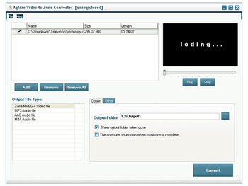 Aglare Video to Zune Converter screenshot 2