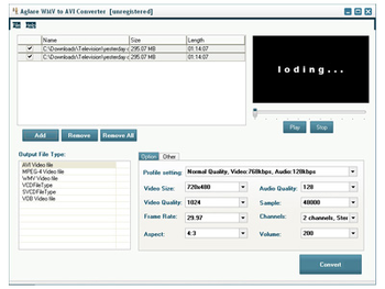 Aglare WMV to AVI Converter screenshot