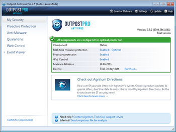 Agnitum Outpost Antivirus Pro (64-bit) screenshot