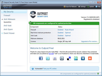 Agnitum Outpost Security Suite Free (64-bit) screenshot